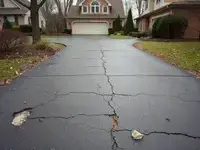 Before: Cracked asphalt driveway