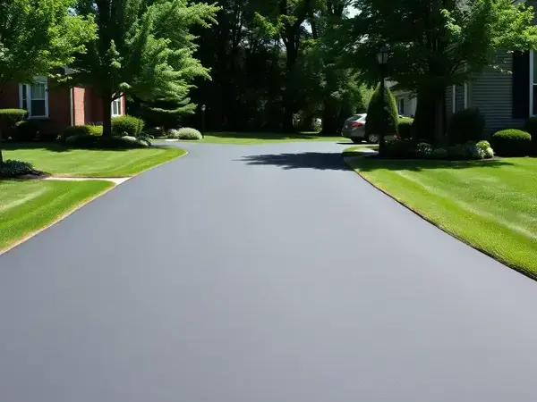 Newly installed asphalt driveway