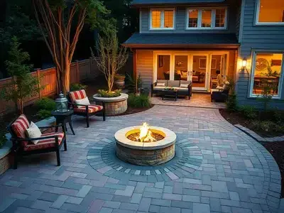 Paver patio with fire pit