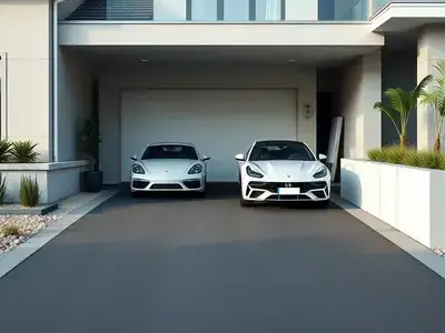 Two-car asphalt driveway