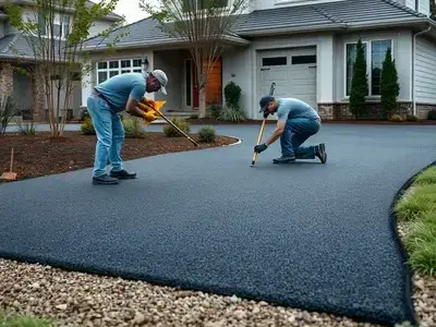 Residential asphalt driveway installation