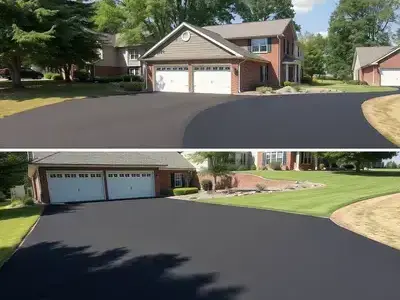 New asphalt driveway installation